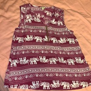Never worn! Lightweight shirt with elephant/Indian patterns!